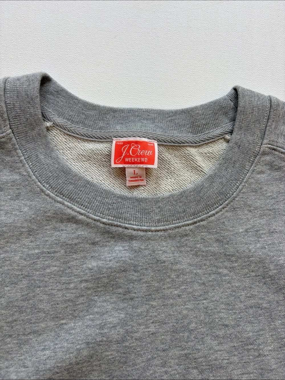 J.Crew Short-Sleeve Crewneck Sweatshirt in Cotton Terry-NWT- Grey-Size Large